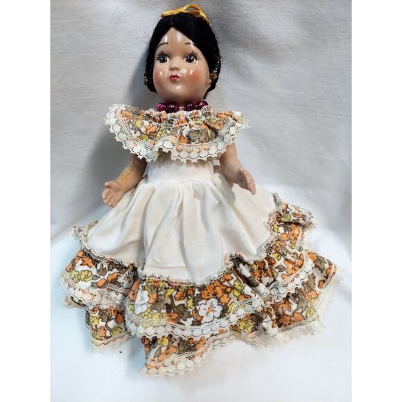Vintage Latina Doll with Beautiful Dress hispanic spanish 9.5 in. Moveable Arms - Picture 2 of 5